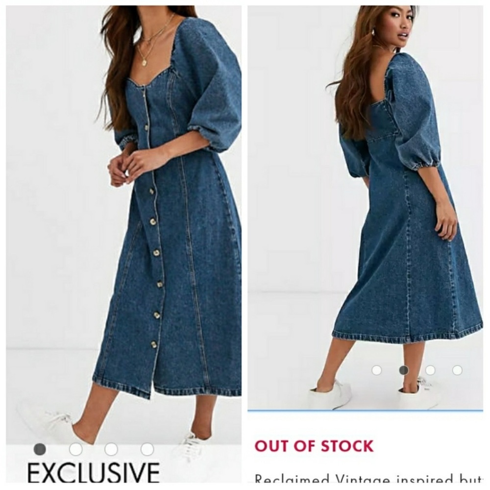 Denim Blue Button-Down Midi Dress